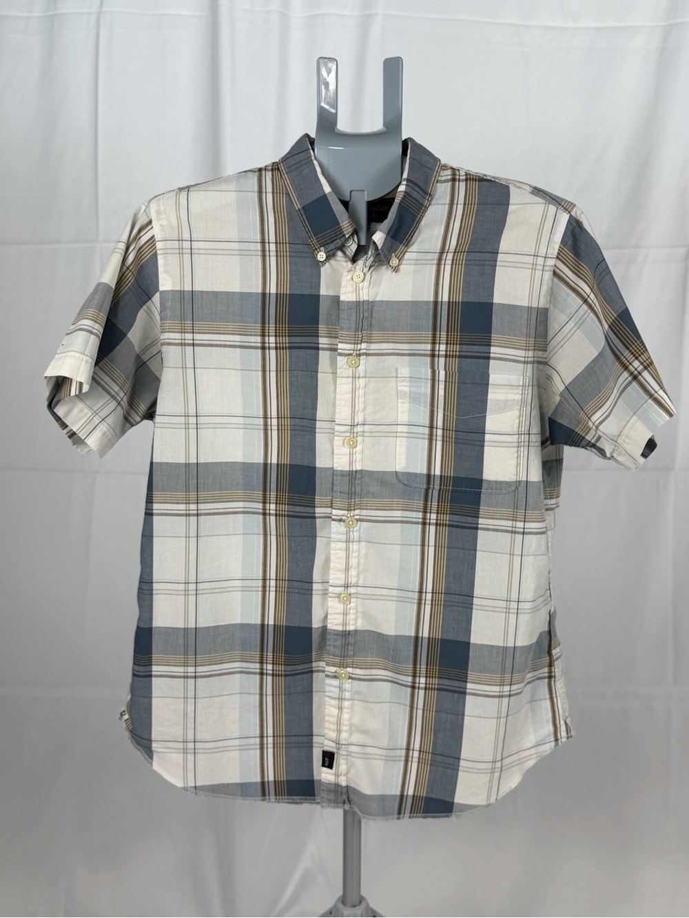Y2K Abercrombie & Fitch Button Down Shirt Mens L Plaid Muscle Fit Short Sleeve